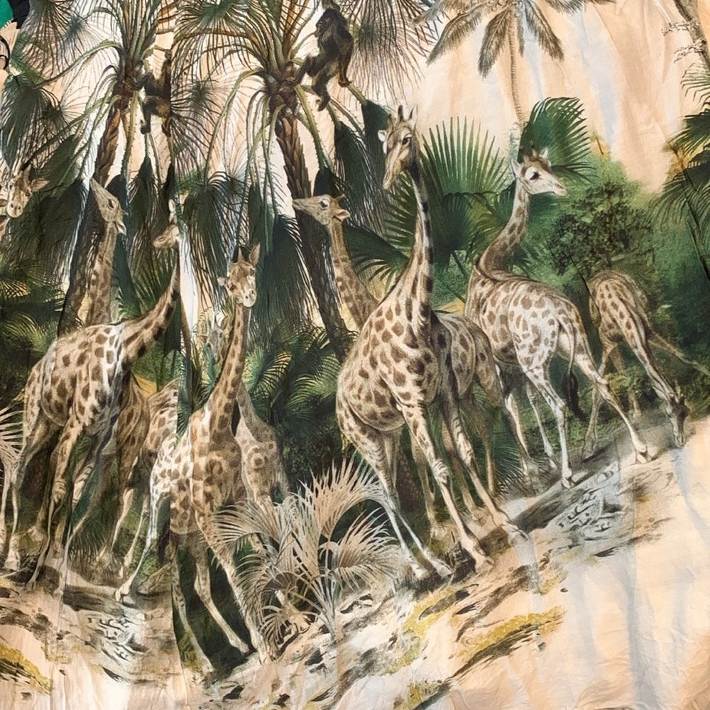 Safari Giraffe Print Maxi Dress in Cream and Green
